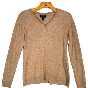 Charter Club 100% Cashmere Camel Colored Sweater V Neck Old Money Neutral L